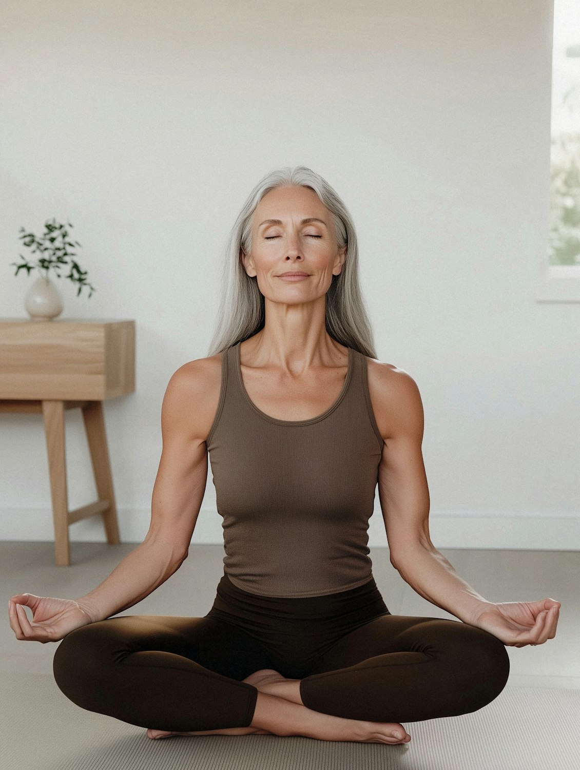 An individual demonstrates a calming breathwork technique, a practical self-help strategy to manage and reduce anxiety symptoms.