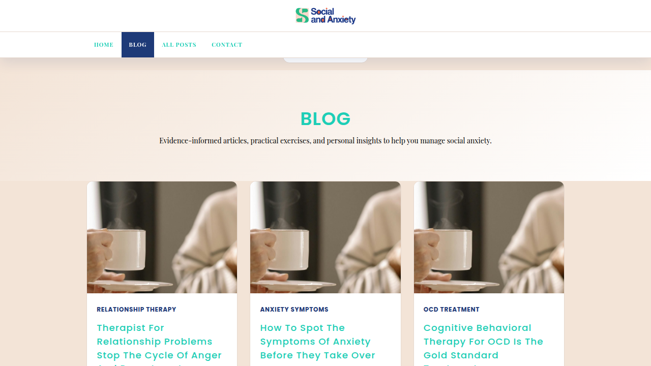 The blog section of socialandanxiety.com, offering resources and guides for building confidence and reducing anxiety.