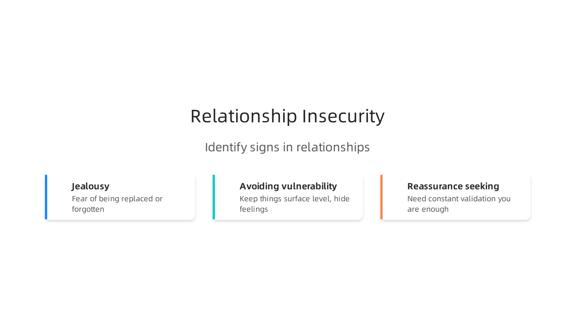 Identify the signs of insecurity that can affect your personal relationships.