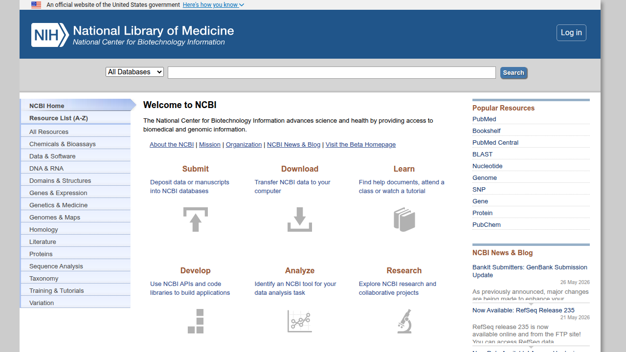 The National Center for Biotechnology Information (NCBI) website provides access to biomedical and genomic information, including research on mental health treatments.