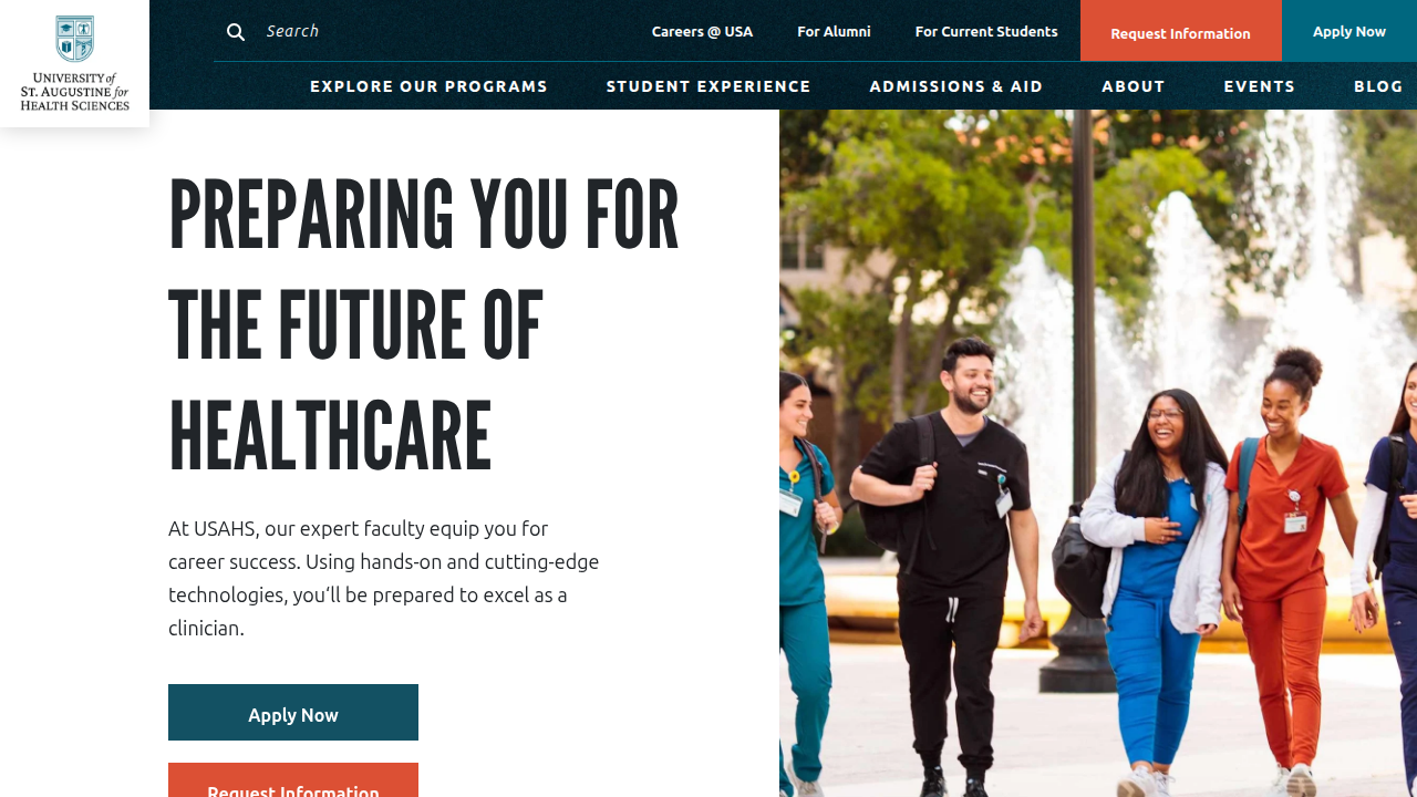 The homepage of USA.edu, a source for various reports including mental health statistics.