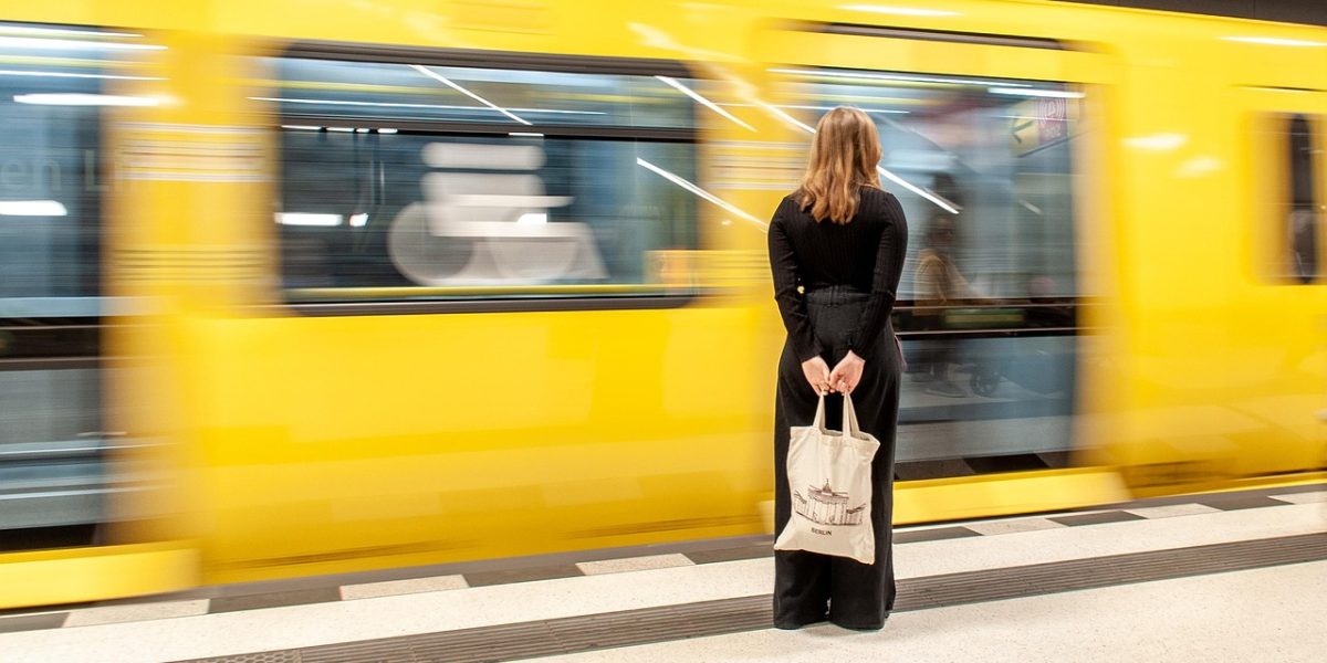 Illustrates the physical and emotional experience of social anxiety in a public setting.