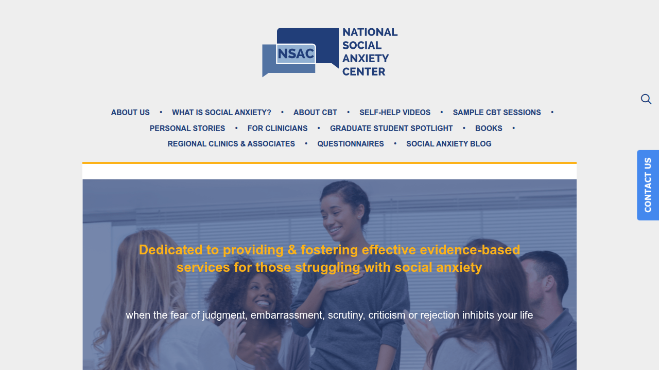 Website for the National Social Anxiety Center, a resource for finding specialized clinics.