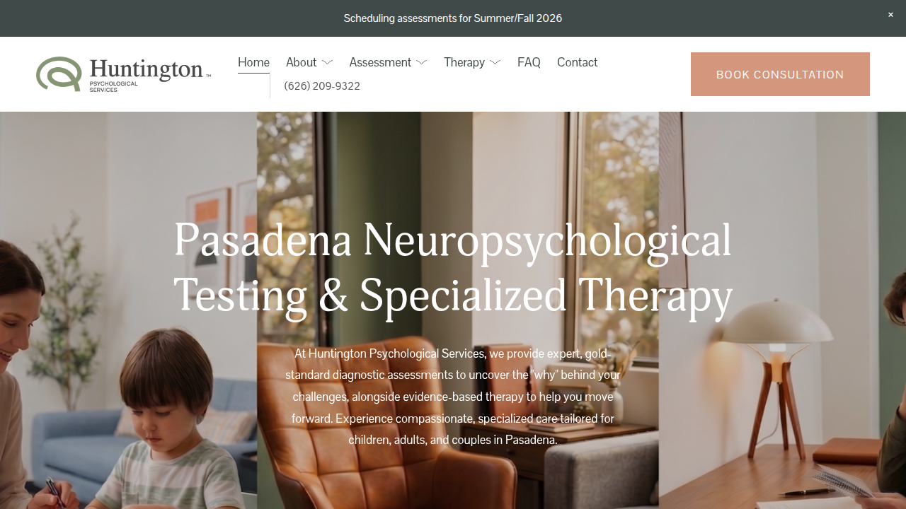 View of the Huntington Psych website, a source for mental health statistics.